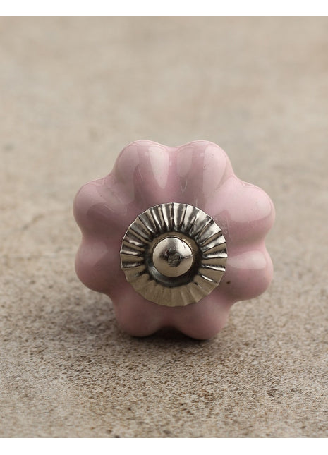 Solid Pink Flower Shape Ceramic Cabinet Knob