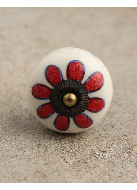Well Designed White Dresser Cabinet Knob With Flower Print
