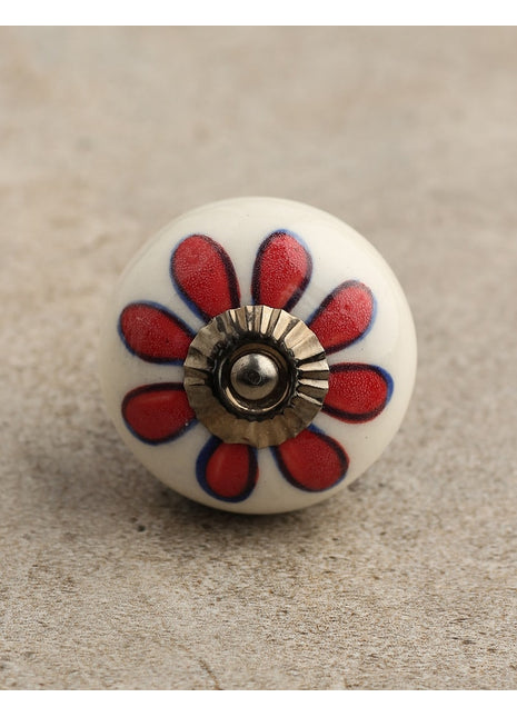 Well Designed White Dresser Cabinet Knob With Flower Print