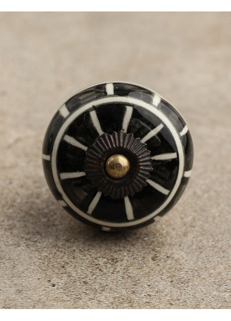 Stylish Black And White Handmade Ceramic Door Knob