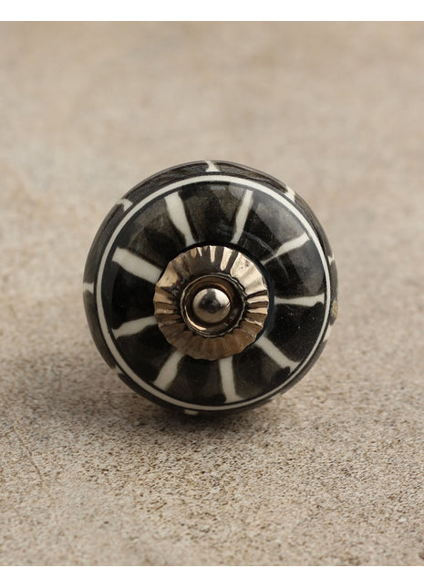 Stylish Black And White Handmade Ceramic Door Knob