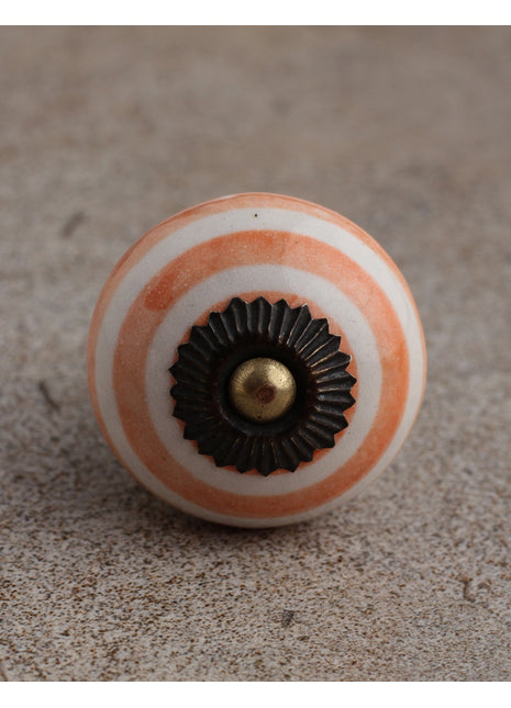 Stylish White And Orange Ceramic Drawer Knob