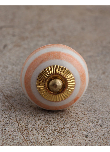 Stylish White And Orange Ceramic Drawer Knob