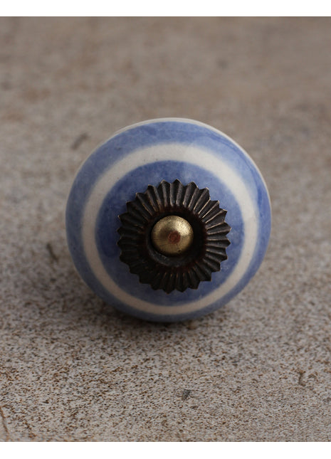 White And Light Purple Spiral Hand Painted Cabinet Knob