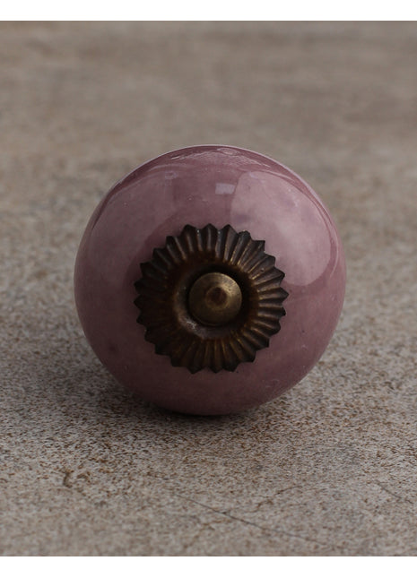Round Solid Plum Color Ceramic Door Knob