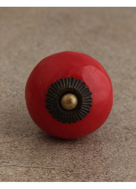 Solid Red Ceramic Kitchen Cabinet Drawer  Knob