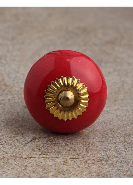 Solid Red Ceramic Kitchen Cabinet Drawer  Knob