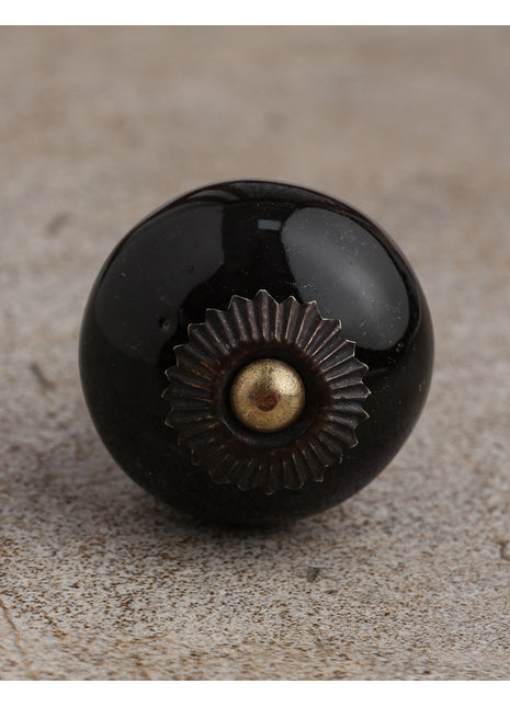 Solid Black Ceramic Dresser Cabinet Knob