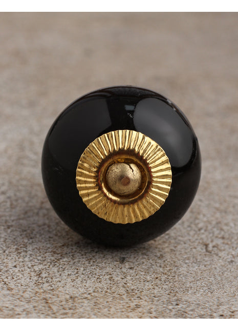 Solid Black Ceramic Dresser Cabinet Knob