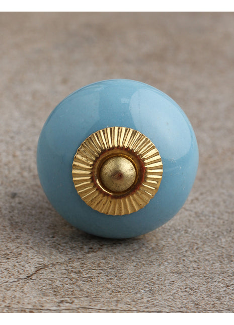 Solid Turquoise Ceramic Dresser Cabinet Knob