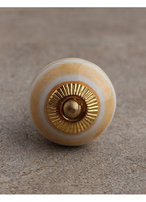 Stylish White Ceramic Cabinet Knob With Yellow Spiral