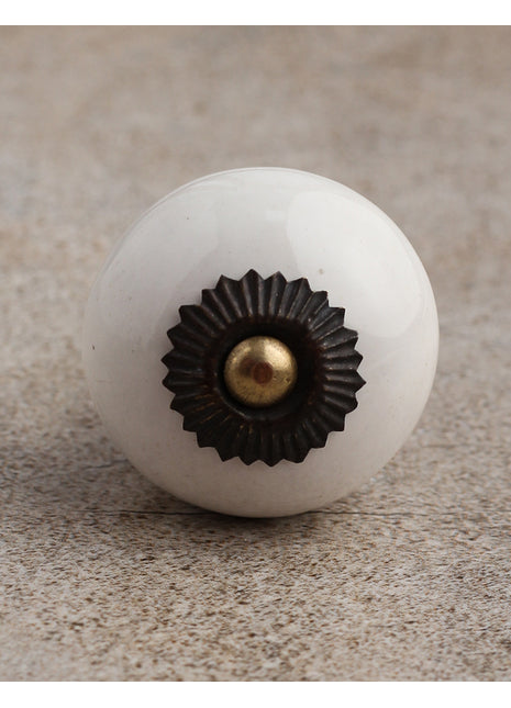 Round Solid White Colored Drawer Knob