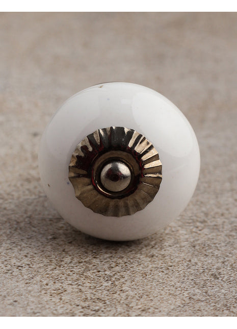 Round Solid White Colored Drawer Knob