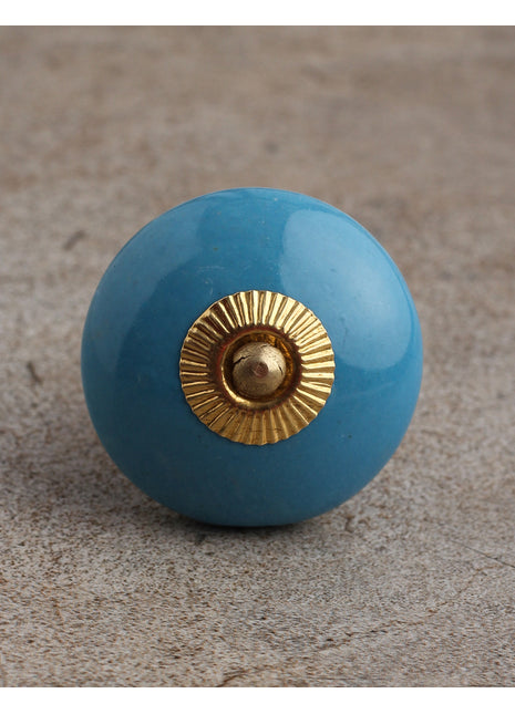 Solid Turquoise Ceramic Dresser Cabinet Knob