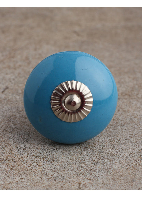 Solid Turquoise Ceramic Dresser Cabinet Knob
