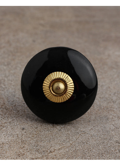 Elegant Black Handpainted Ceramic Drawer Knob