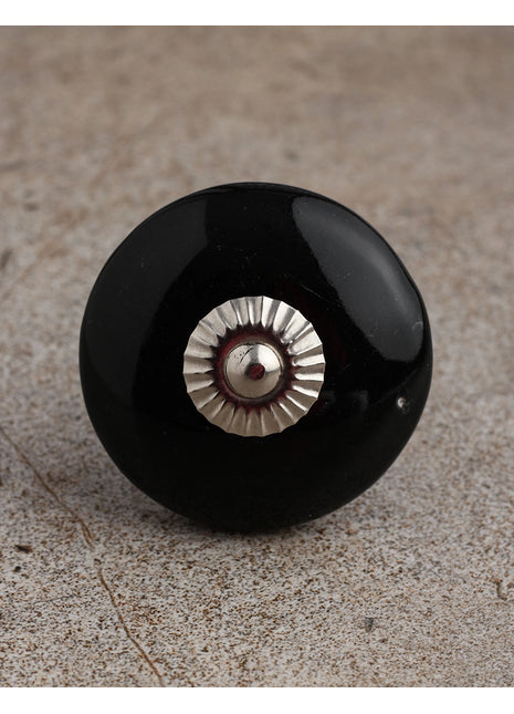 Elegant Black Handpainted Ceramic Drawer Knob