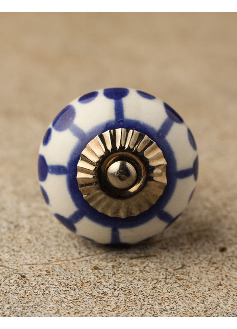 Blue design with white base ceramic knob