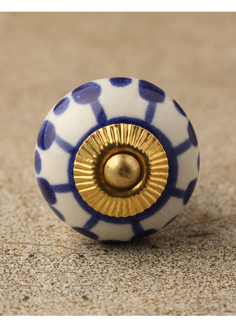Blue design with white base ceramic knob