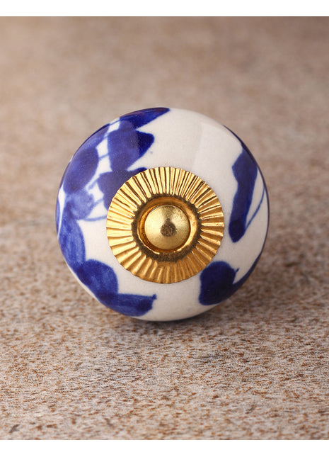 Stylish White Cabinet knob with Blue Print