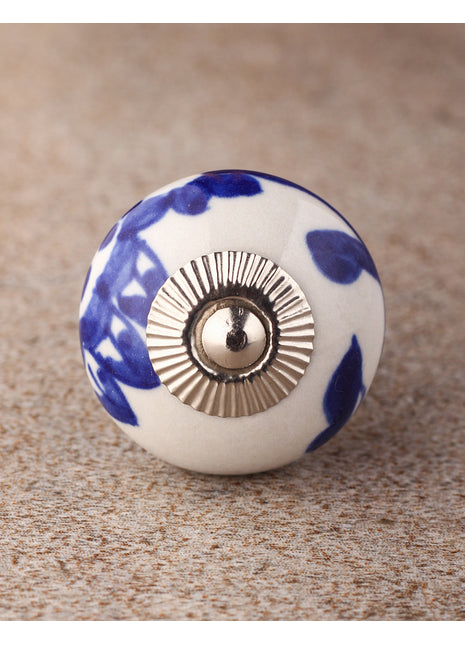 Stylish White Cabinet knob with Blue Print