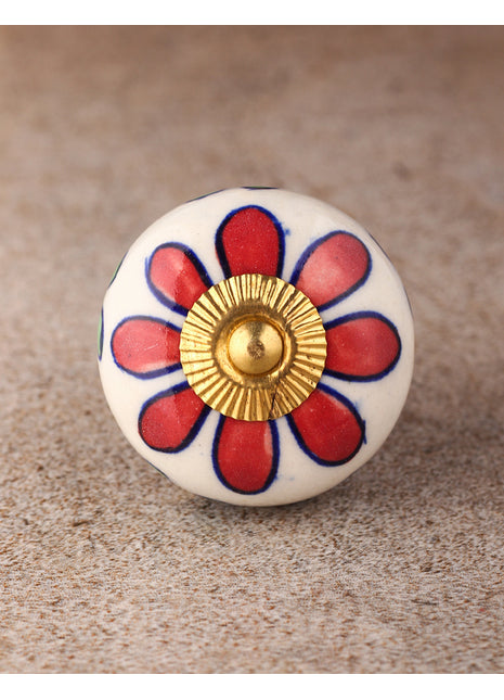 Well Designed White Dresser Cabinet Knob With Flower Print