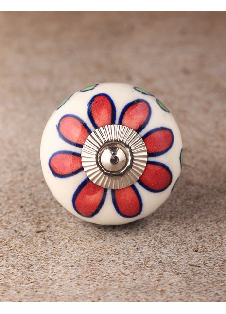 Well Designed White Dresser Cabinet Knob With Flower Print