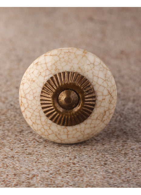 Round Cream Cracked Dresser Cabinet Knob