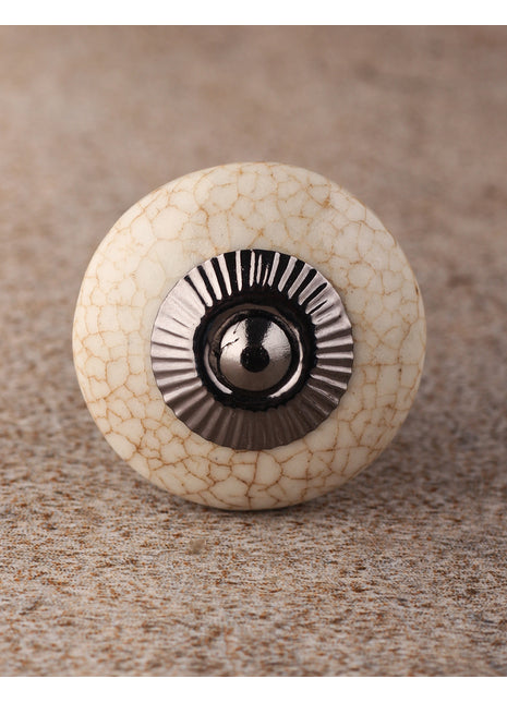 Round Cream Cracked Dresser Cabinet Knob