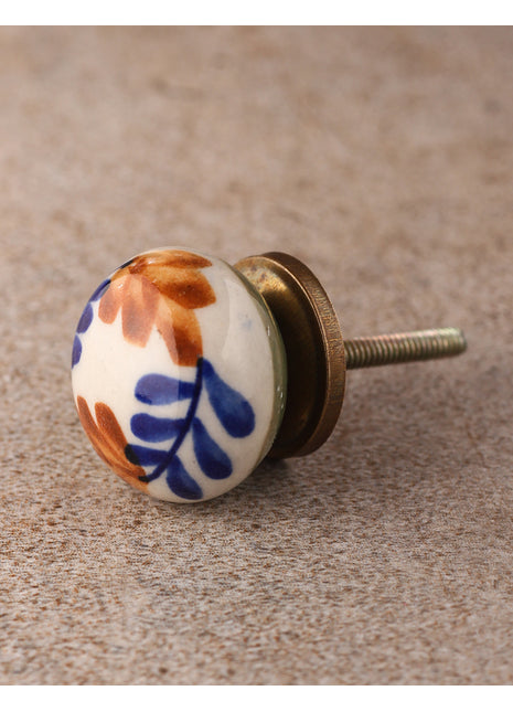 White Round Kitchen Cabinet Knob With Multicolor Design