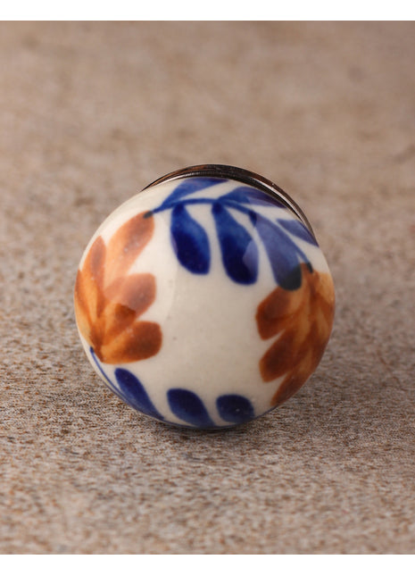 White Round Kitchen Cabinet Knob With Multicolor Design