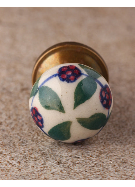 Hand Painted White Ceramic Drawer Knob
