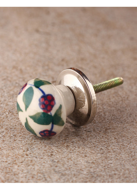 Hand Painted White Ceramic Drawer Knob