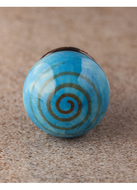 Turquoise Spiral Distinctive Ceramic Drawer Knob