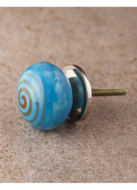 Turquoise Spiral Distinctive Ceramic Drawer Knob