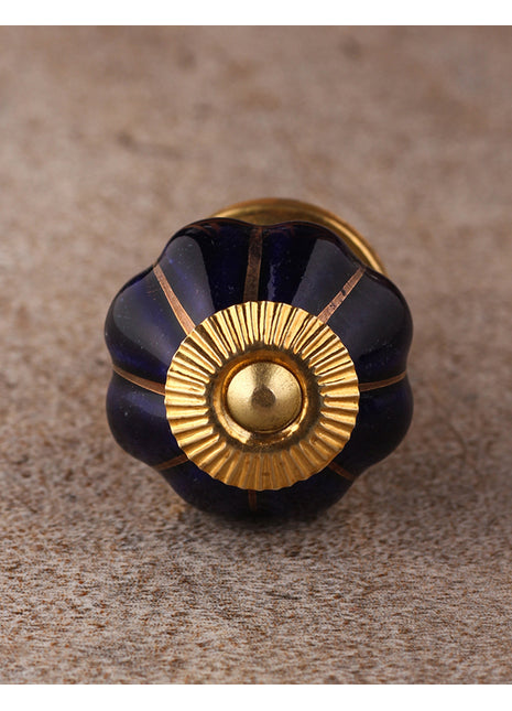 Elegant Blue Kitchen Cabinet Knob With Golden Design