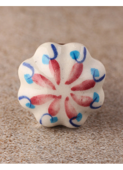 Elegant White Ceramic Cabinet Knob With Multicolor Design