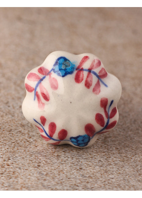 Designer White Floral Kitchen Cabinet Knob