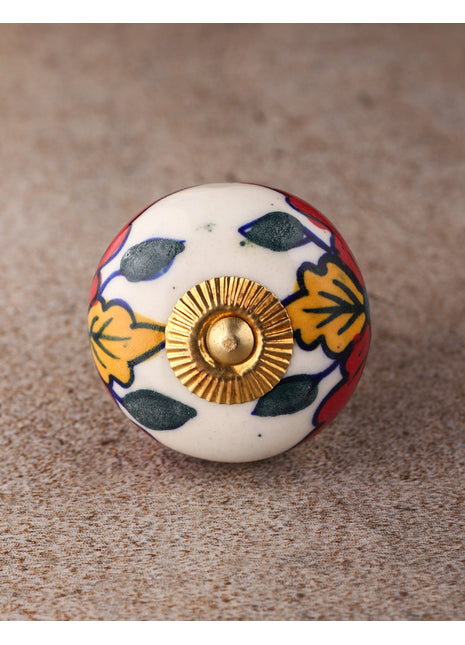 Multicolor Design On White Ceramic Door Knob