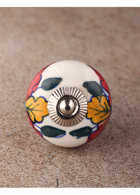 Multicolor Design On White Ceramic Door Knob