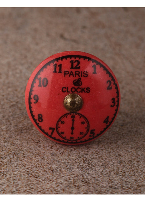 Solid Round Dark Pink Ceramic Clock Drawer Knob