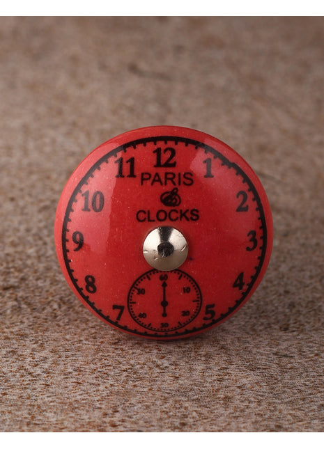 Solid Round Dark Pink Ceramic Clock Drawer Knob