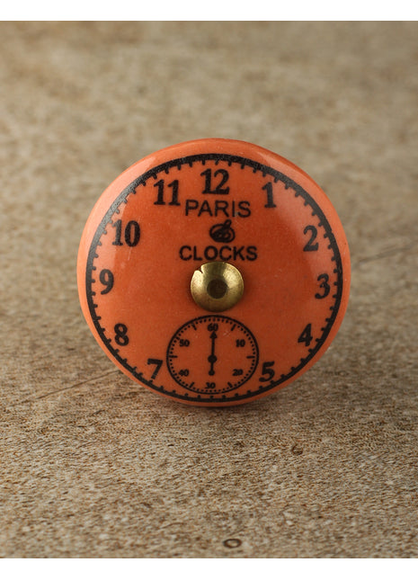 Round Clock Sandy Orange Ceramic Cabinet Knob