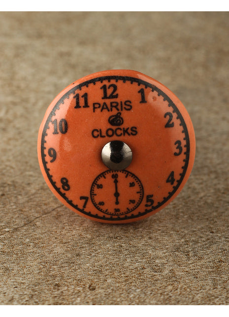 Round Clock Sandy Orange Ceramic Cabinet Knob