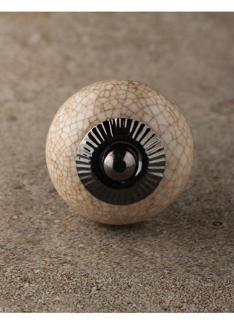Cream Cracked Round Ceramic Dresser Cabinet Knob