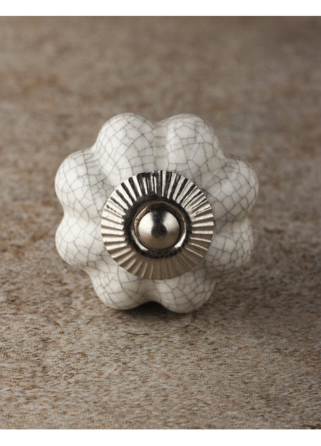 Antique Round Crackle White Ceramic Drawer Knob