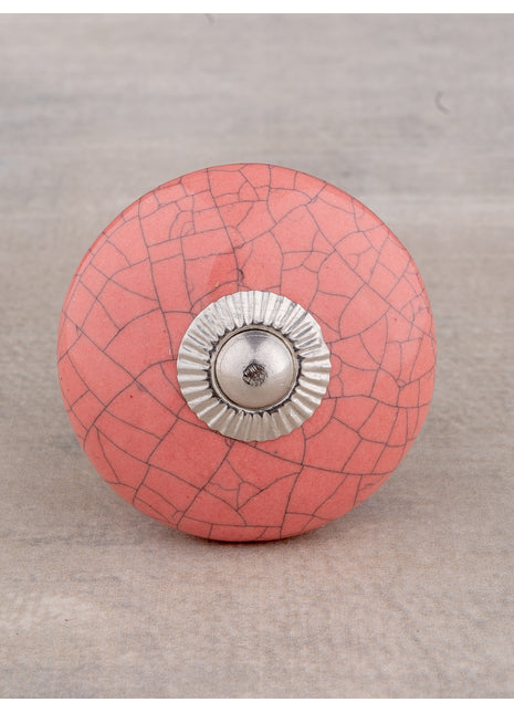 Salmon Cracked Round Ceramic Cabinet Knob