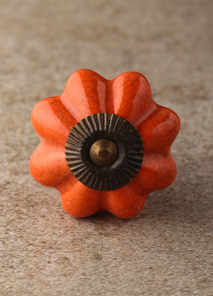Cracked Reddish Brown Ceramic Cabinet Knob