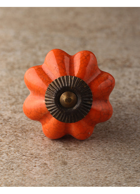 Cracked Reddish Brown Ceramic Cabinet Knob