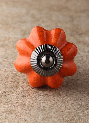 Cracked Reddish Brown Ceramic Cabinet Knob